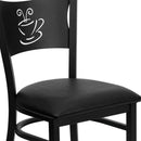 FLASH HERCULES Series Black Coffee Back Metal Restaurant Chair - Vinyl Seat