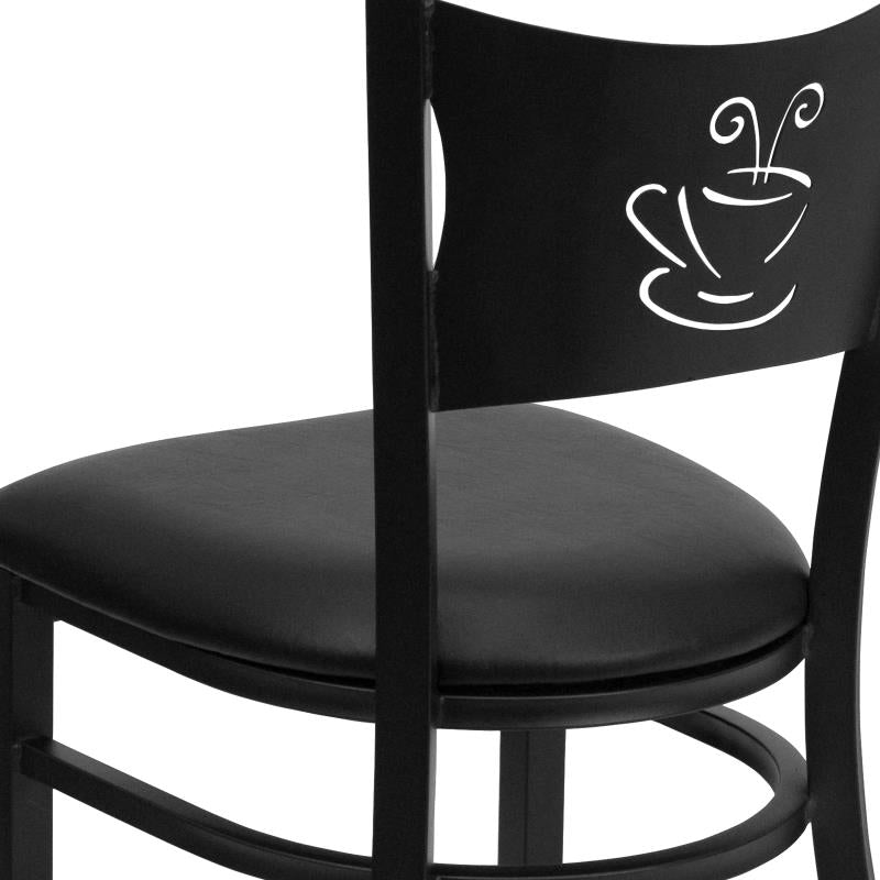 FLASH HERCULES Series Black Coffee Back Metal Restaurant Chair - Vinyl Seat