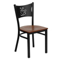 FLASH HERCULES Series Black Coffee Back Metal Restaurant Chair - Wood Seat