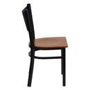 FLASH HERCULES Series Black Coffee Back Metal Restaurant Chair - Wood Seat