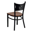 FLASH HERCULES Series Black Coffee Back Metal Restaurant Chair - Wood Seat