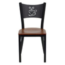 FLASH HERCULES Series Black Coffee Back Metal Restaurant Chair - Wood Seat