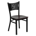 FLASH HERCULES Series Black Coffee Back Metal Restaurant Chair - Wood Seat