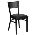 FLASH HERCULES Series Black Grid Back Metal Restaurant Chair - Vinyl Seat