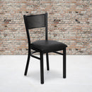 FLASH HERCULES Series Black Grid Back Metal Restaurant Chair - Vinyl Seat