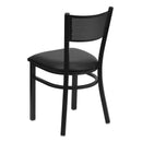 FLASH HERCULES Series Black Grid Back Metal Restaurant Chair - Vinyl Seat