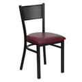 FLASH HERCULES Series Black Grid Back Metal Restaurant Chair - Vinyl Seat