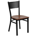 FLASH HERCULES Series Black Grid Back Metal Restaurant Chair - Wood Seat