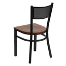 FLASH HERCULES Series Black Grid Back Metal Restaurant Chair - Wood Seat