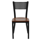 FLASH HERCULES Series Black Grid Back Metal Restaurant Chair - Wood Seat