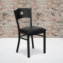 FLASH FURNITURE HERCULES Series Black Circle Back Metal Restaurant Chair - Vinyl Seat