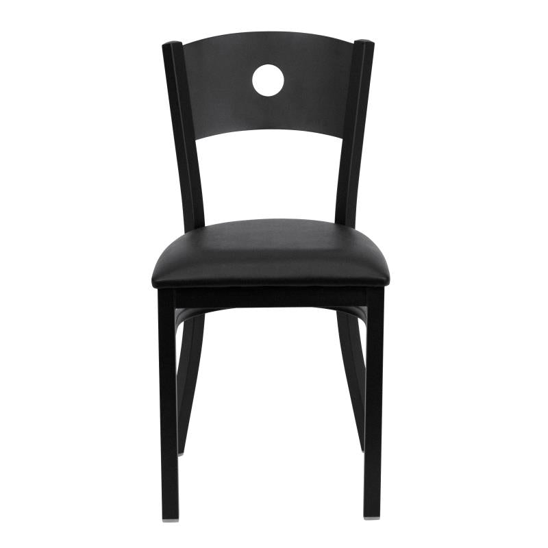 FLASH FURNITURE HERCULES Series Black Circle Back Metal Restaurant Chair - Vinyl Seat
