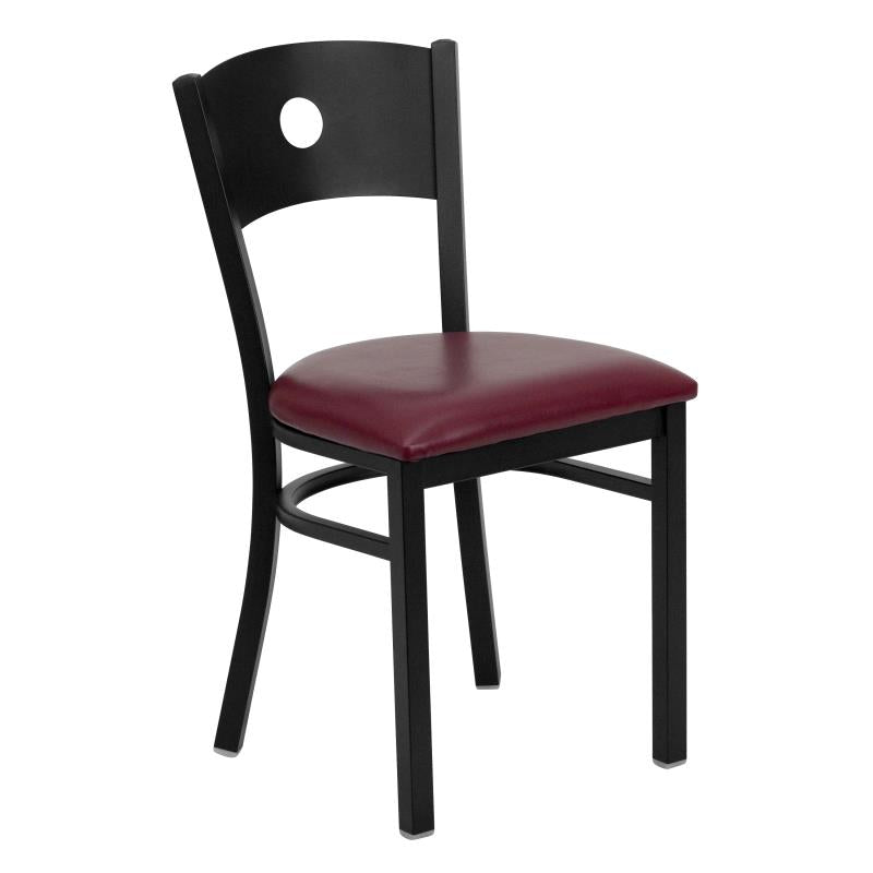 FLASH FURNITURE HERCULES Series Black Circle Back Metal Restaurant Chair - Vinyl Seat