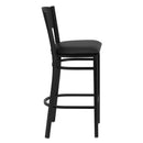 FLASH FURNITURE HERCULES Series Black Circle Back Metal Restaurant Barstool - Black Vinyl Seat