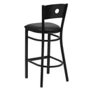 FLASH FURNITURE HERCULES Series Black Circle Back Metal Restaurant Barstool - Black Vinyl Seat