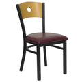 FLASH HERCULES Series Black Circle Back Metal Restaurant Chair - Natural Wood Back, Vinyl Seat