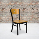 FLASH FURNITURE HERCULES Series Black Circle Back Metal Restaurant Chair - Natural Wood Back & Seat