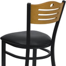 FLASH FURNITURE HERCULES Series Black Slat Back Metal Restaurant Chair - Natural Wood Back, Black Vinyl Seat