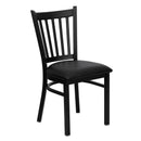 FLASH FURNITURE HERCULES Series Black Vertical Back Metal Restaurant Chair - Black Vinyl Seat