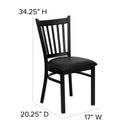 FLASH FURNITURE HERCULES Series Black Vertical Back Metal Restaurant Chair - Black Vinyl Seat