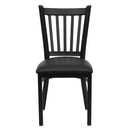 FLASH FURNITURE HERCULES Series Black Vertical Back Metal Restaurant Chair - Black Vinyl Seat