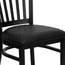 FLASH FURNITURE HERCULES Series Black Vertical Back Metal Restaurant Chair - Black Vinyl Seat