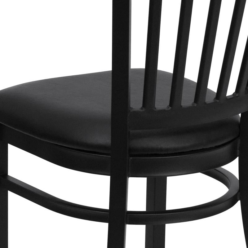 FLASH FURNITURE HERCULES Series Black Vertical Back Metal Restaurant Chair - Black Vinyl Seat