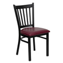 FLASH FURNITURE HERCULES Series Black Vertical Back Metal Restaurant Chair - Burgundy Vinyl Seat