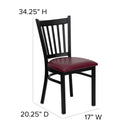 FLASH FURNITURE HERCULES Series Black Vertical Back Metal Restaurant Chair - Burgundy Vinyl Seat