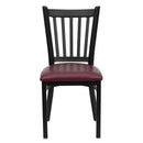 FLASH FURNITURE HERCULES Series Black Vertical Back Metal Restaurant Chair - Burgundy Vinyl Seat