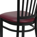 FLASH FURNITURE HERCULES Series Black Vertical Back Metal Restaurant Chair - Burgundy Vinyl Seat