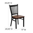 FLASH FURNITURE HERCULES Series Black Vertical Back Metal Restaurant Chair - Cherry Wood Seat