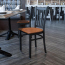 FLASH FURNITURE HERCULES Series Black Vertical Back Metal Restaurant Chair - Cherry Wood Seat