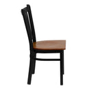 FLASH FURNITURE HERCULES Series Black Vertical Back Metal Restaurant Chair - Cherry Wood Seat