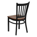 FLASH FURNITURE HERCULES Series Black Vertical Back Metal Restaurant Chair - Cherry Wood Seat