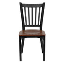 FLASH FURNITURE HERCULES Series Black Vertical Back Metal Restaurant Chair - Cherry Wood Seat