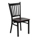 FLASH FURNITURE HERCULES Series Black Vertical Back Metal Restaurant Chair - Mahogany Wood Seat