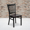 FLASH FURNITURE HERCULES Series Black Vertical Back Metal Restaurant Chair - Mahogany Wood Seat