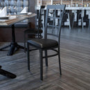 FLASH FURNITURE HERCULES Series Black Window Back Metal Restaurant Chair - Black Vinyl Seat
