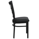 FLASH FURNITURE HERCULES Series Black Window Back Metal Restaurant Chair - Black Vinyl Seat