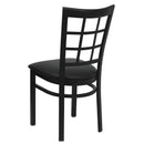 FLASH FURNITURE HERCULES Series Black Window Back Metal Restaurant Chair - Black Vinyl Seat