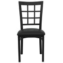 FLASH FURNITURE HERCULES Series Black Window Back Metal Restaurant Chair - Black Vinyl Seat