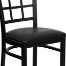 FLASH FURNITURE HERCULES Series Black Window Back Metal Restaurant Chair - Black Vinyl Seat