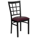 FLASH FURNITURE HERCULES Series Black Window Back Metal Restaurant Chair - Burgundy Vinyl Seat