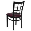 FLASH FURNITURE HERCULES Series Black Window Back Metal Restaurant Chair - Burgundy Vinyl Seat