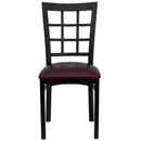 FLASH FURNITURE HERCULES Series Black Window Back Metal Restaurant Chair - Burgundy Vinyl Seat