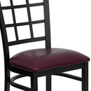 FLASH FURNITURE HERCULES Series Black Window Back Metal Restaurant Chair - Burgundy Vinyl Seat