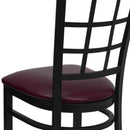 FLASH FURNITURE HERCULES Series Black Window Back Metal Restaurant Chair - Burgundy Vinyl Seat
