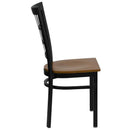 FLASH FURNITURE HERCULES Series Black Window Back Metal Restaurant Chair - Cherry Wood Seat