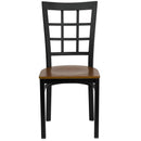FLASH FURNITURE HERCULES Series Black Window Back Metal Restaurant Chair - Cherry Wood Seat